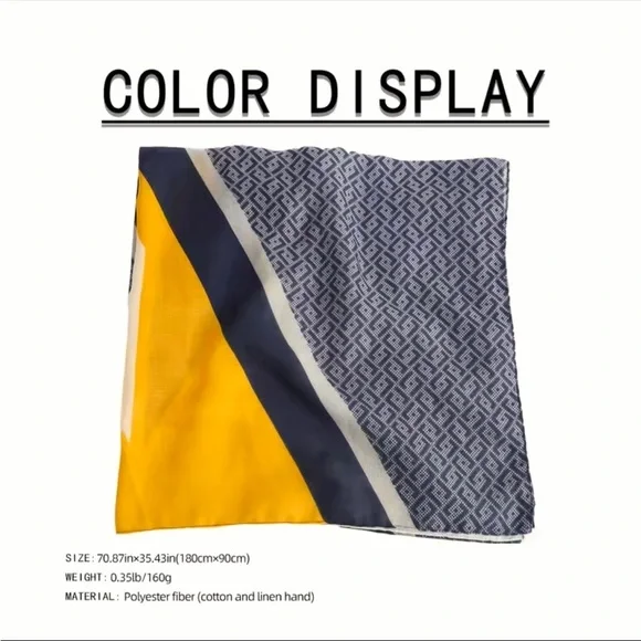 ✨NEW✨LUXE BLUE, WHITE & GOLD LONG SHAWL SCARF - Picture 6 of 6